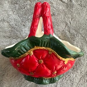 Red and Green Decorative Basket with Gold Details